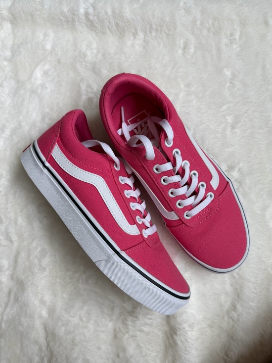 Vans Shoes - Vans Pink Canvas Low-Top Sneakers with White Stripe